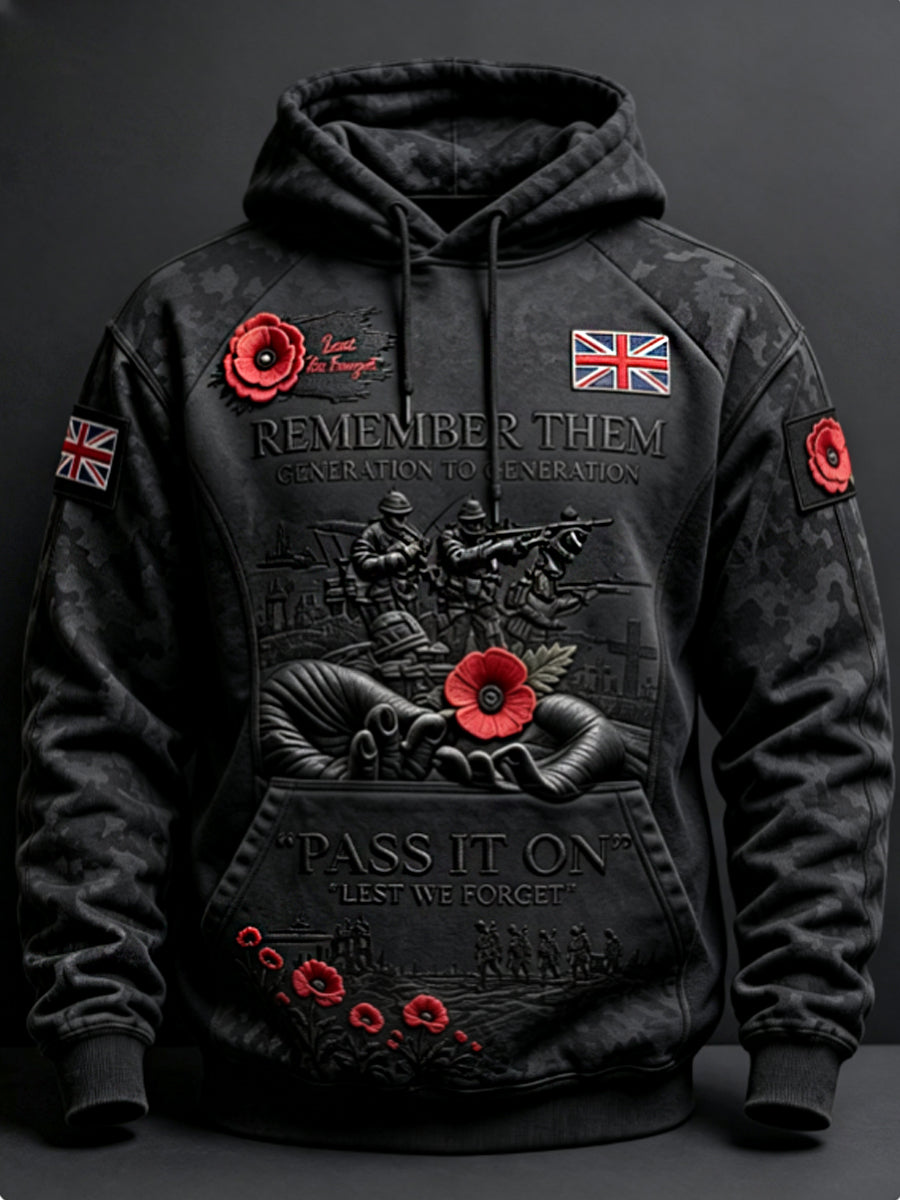 Men's Remembrance Day Lest We Forget  Hoodie