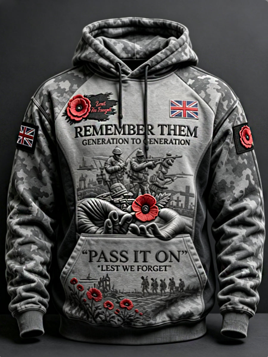Men's Remembrance Day Lest We Forget  Hoodie