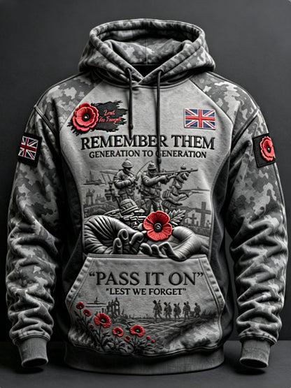 Men's Remembrance Day Lest We Forget  Hoodie