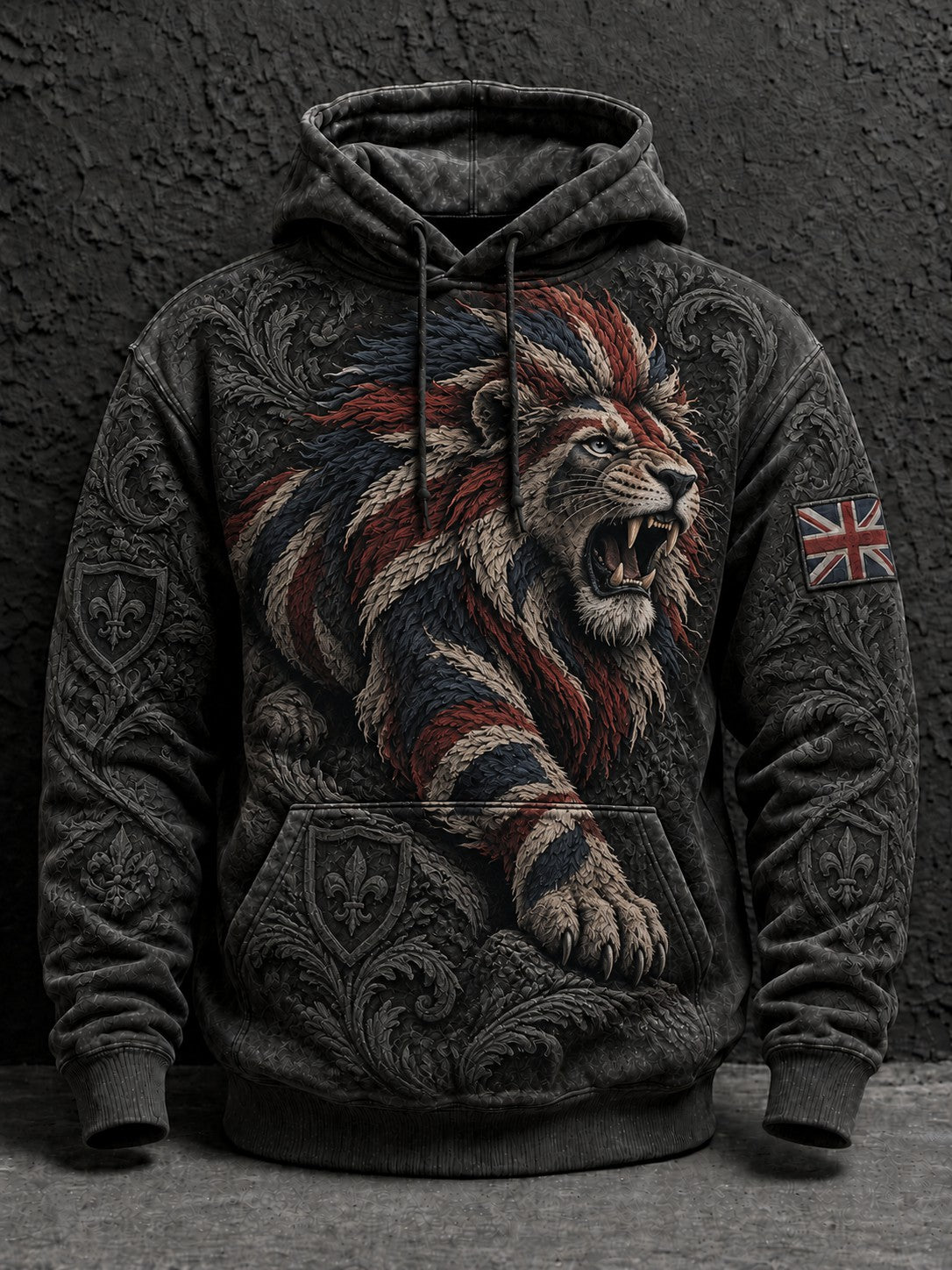 Men's British Lion Printed Hoodie