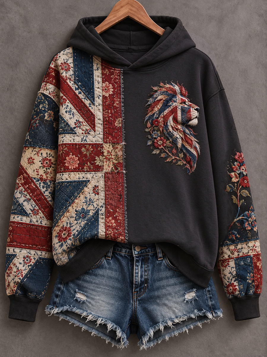 Women's British patchwork-style print Regular Sweatshirt