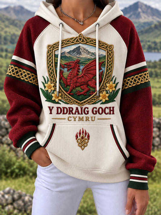 Women's Welsh Dragon Printed Hooded Sweatshirt