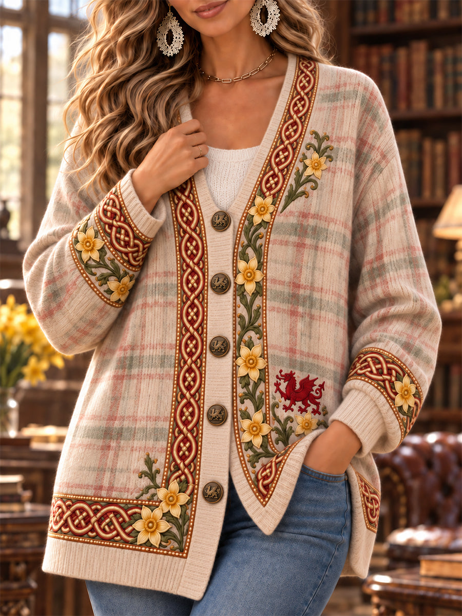 Women's Welsh Dragon Printed Cardigan