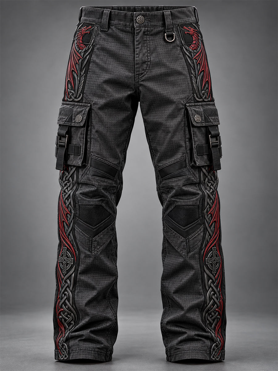 Men's Welsh Cultural Element Art Print Casual Work Trousers