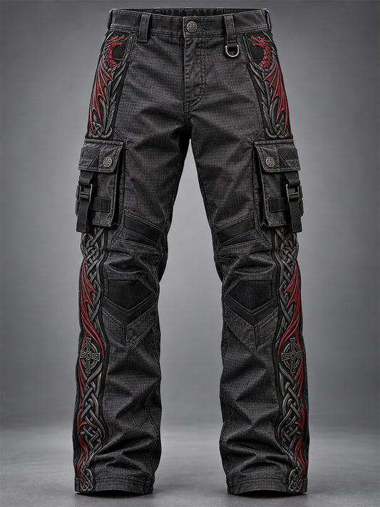 Men's Welsh Cultural Element Art Print Casual Work Trousers