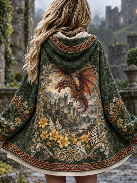 Women's Welsh Dragon Printed Zip-Up Hoodie
