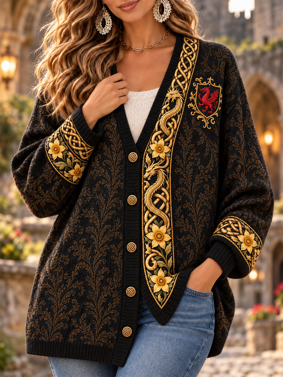 Women's Welsh Dragon Printed Cardigan