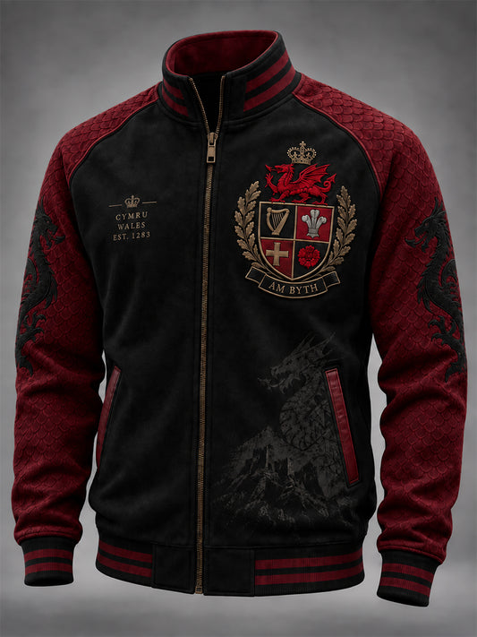 Men's Welsh Red Dragon Printed Zipper Jacket