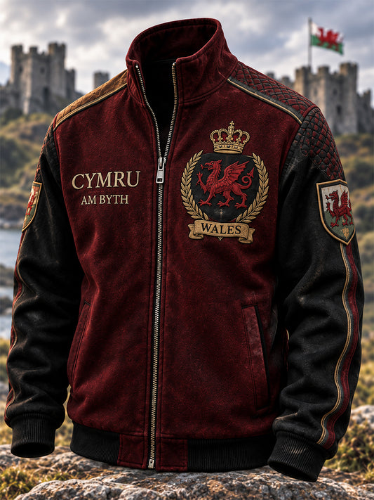 Men's Welsh Red Dragon Printed Zipper Jacket