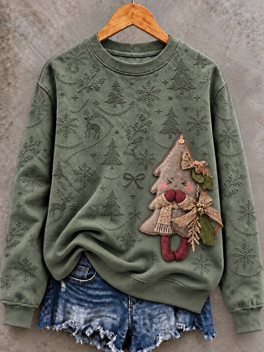 Women's Vintage Cute Little Christmas Tree  Sweatshirt