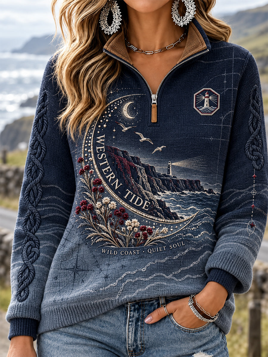 Women's Welsh Cultural Element Art Print Knit Sweater