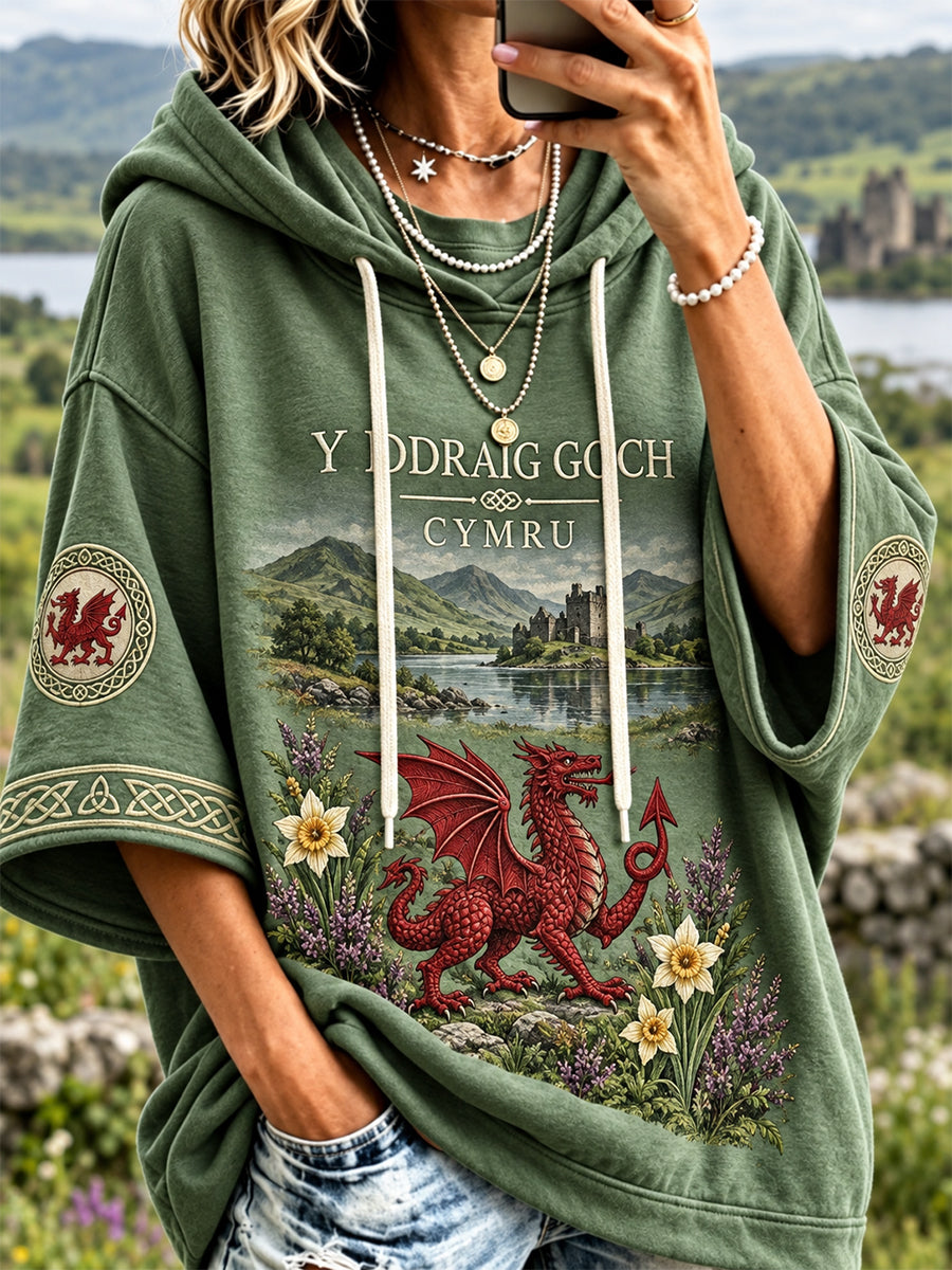 Women's Welsh Cultural Element Art Print Hoodie