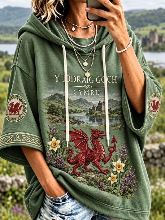 Women's Welsh Cultural Element Art Print Hoodie