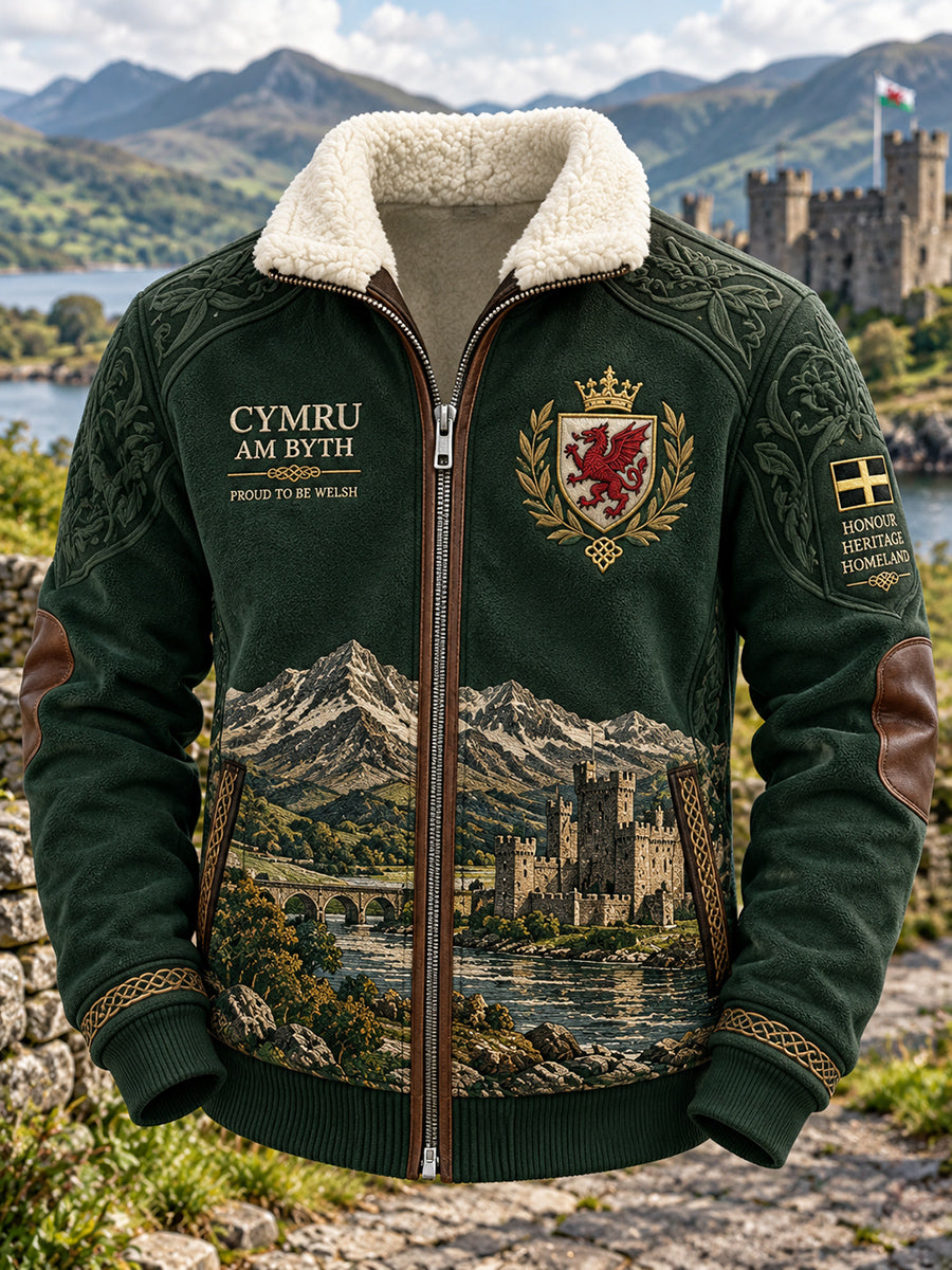 Men's Vintage British Wales Printed Long-sleeve Jacket