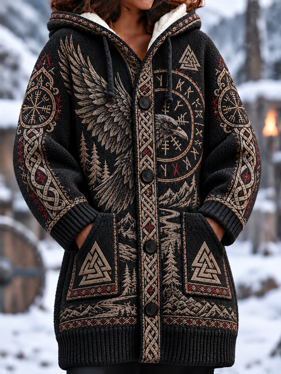 Women's Viking Printed Long Coat