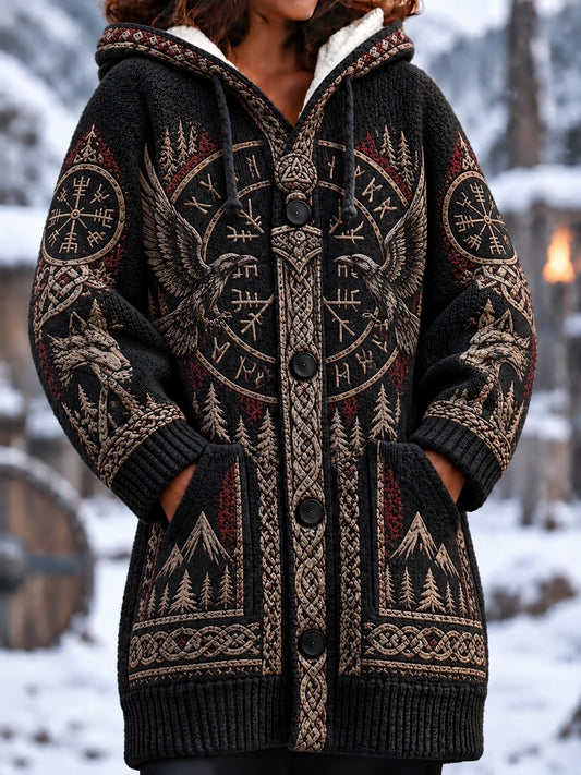 Women's Viking Printed Long Coat