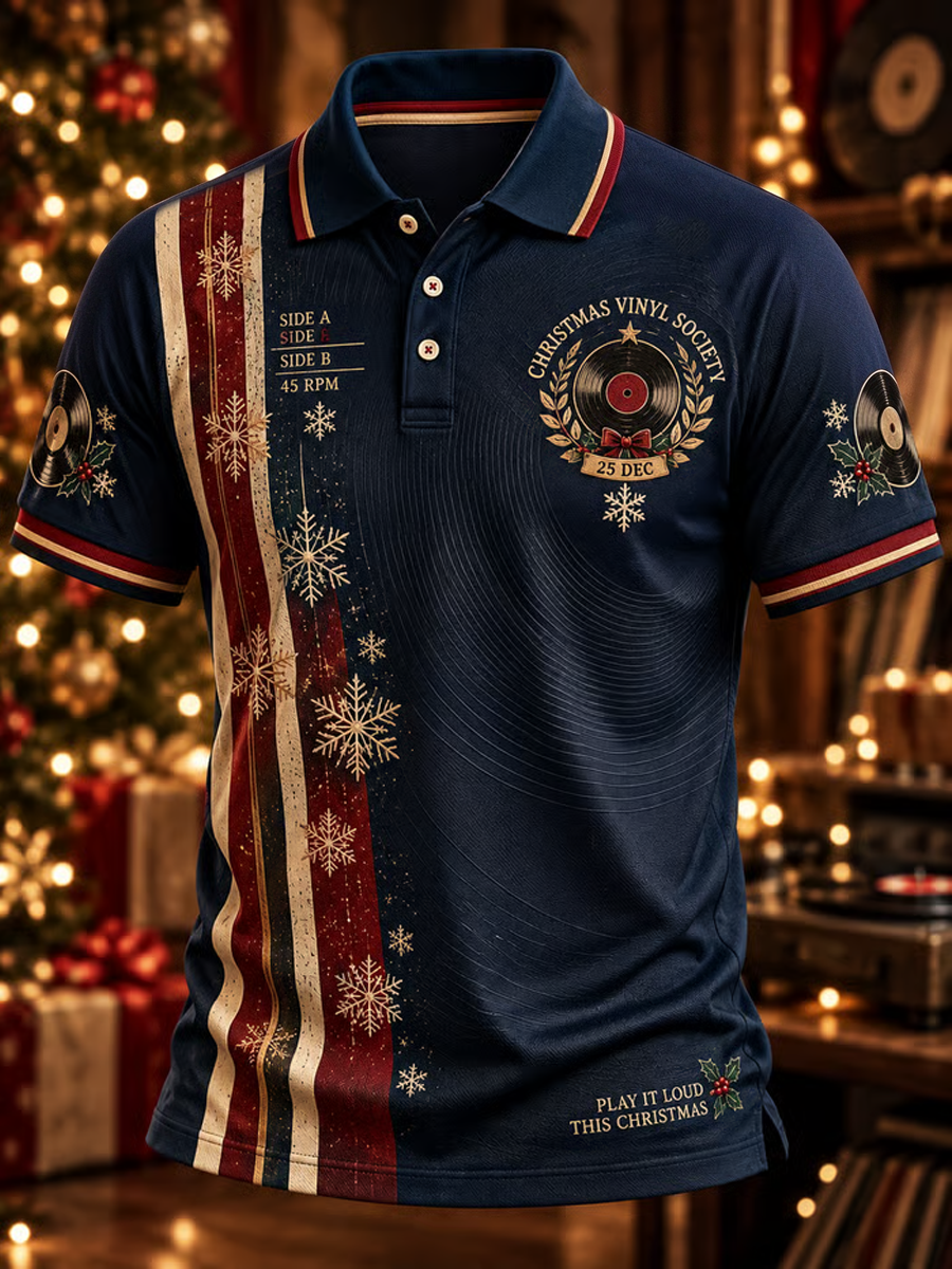 Men's Mods Culture UK Music Lover Christmas Printed long sleeve polo
