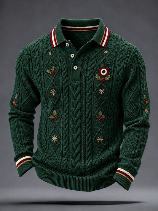 Men's Mods Culture UK Music Lover Christmas Printed long sleeve polo