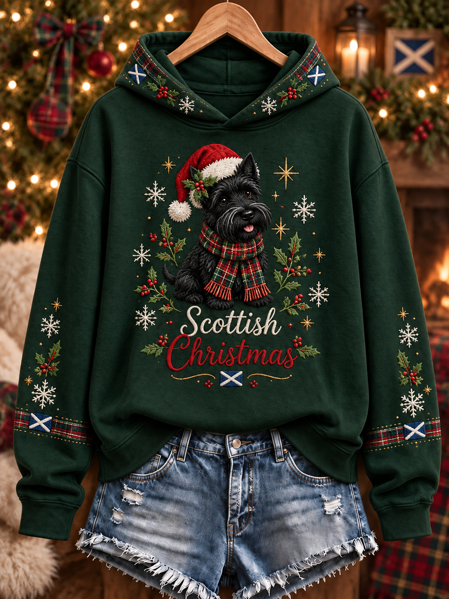 Women's Scottish Christmas Printed Regular Sweatshirt