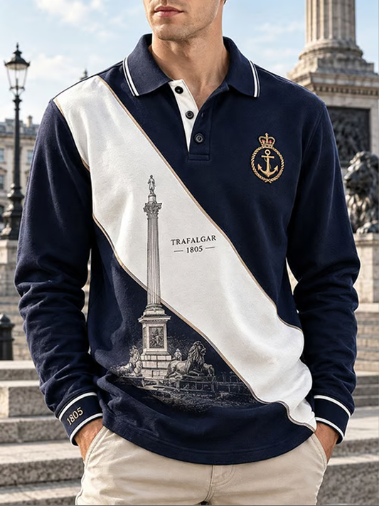 Men's Trafalgar Day Printed long sleeve polo