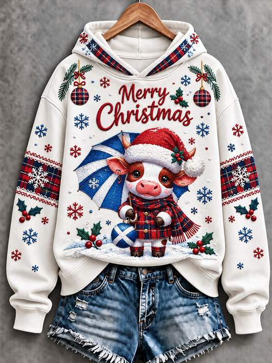 Women's Scottish Christmas Printed Regular Sweatshirt