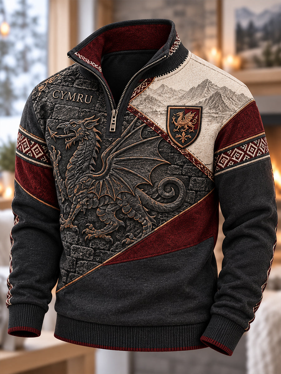Men's UK Wales Stand-Collar Half-Zip Sweatshirt