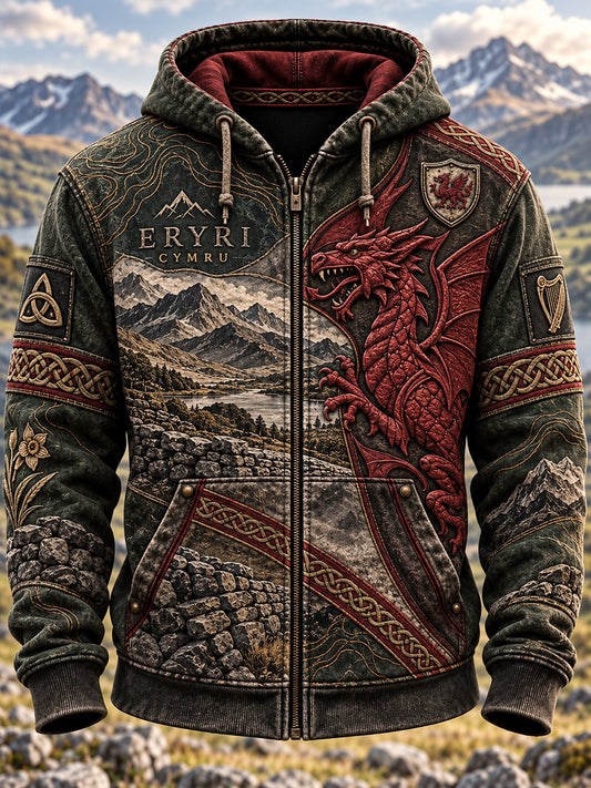 Men's Wales Uk Zip-Up Hoodie