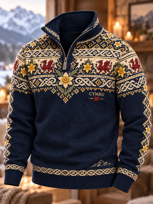 Men's UK Wales Stand-Collar Half-Zip Sweatshirt