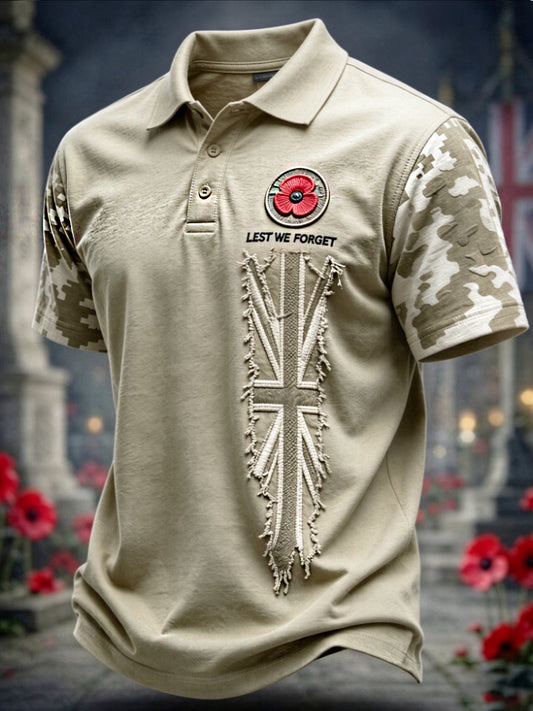Men's Remembrance Day Lest We Forget polo shirt