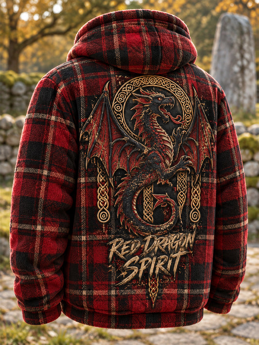 Men's Welsh-Style Print Zip-Up Hoodie