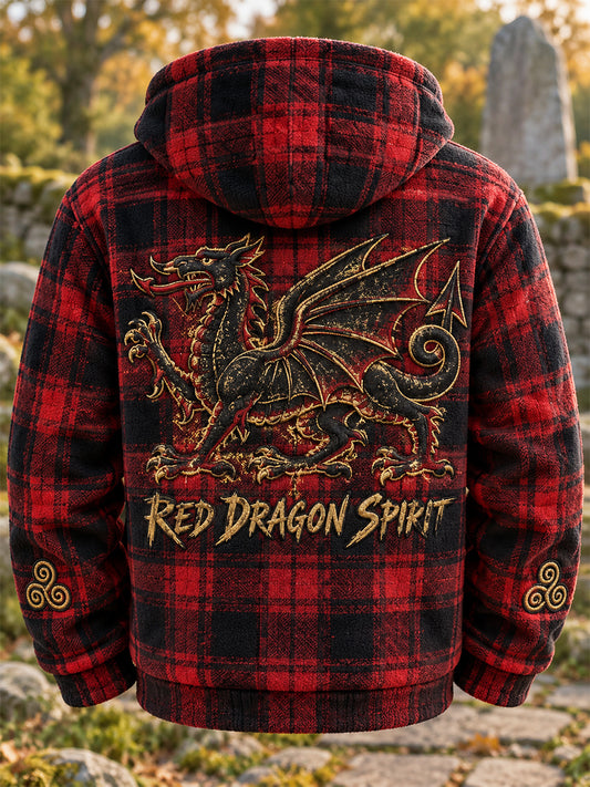 Men's Welsh-Style Print Zip-Up Hoodie