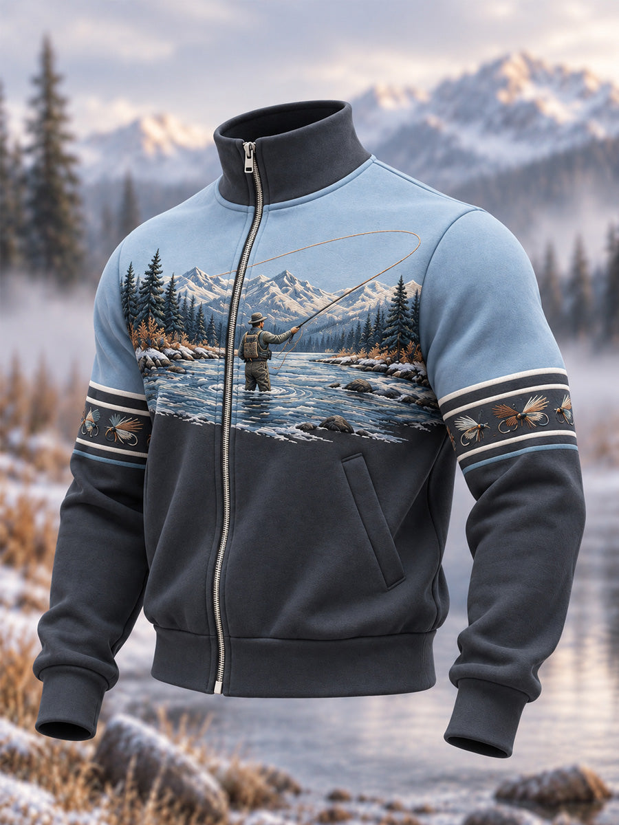 Men's Vintage Wilderness Fishing Print Top
