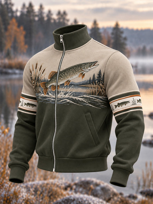 Men's Vintage Wilderness Fishing Print Top