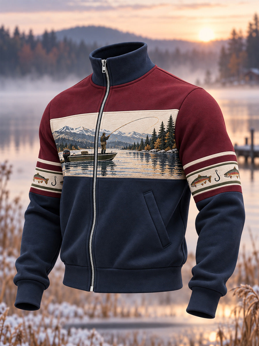 Men's Vintage Wilderness Fishing Print Top