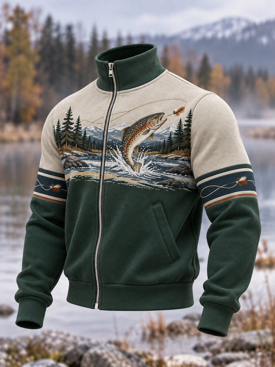 Men's Vintage Wilderness Fishing Print Top