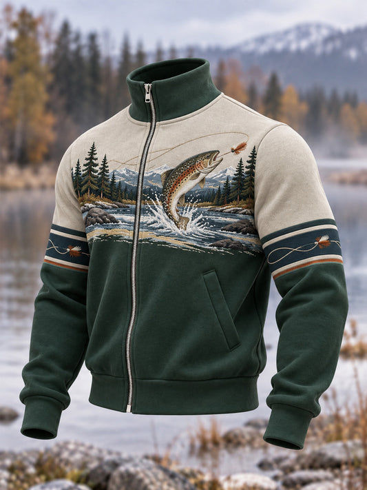 Men's Vintage Wilderness Fishing Print Top
