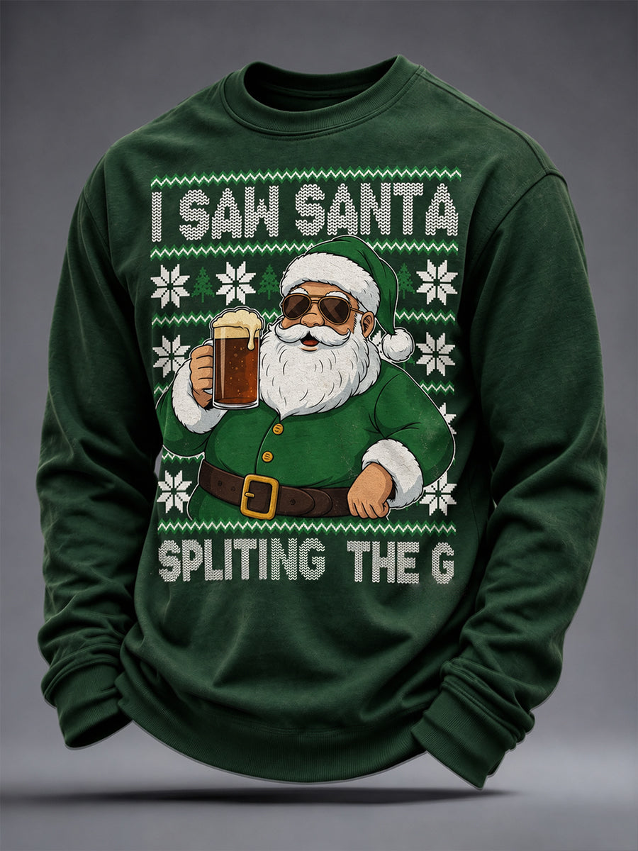 Men's Irish Christmas Print Crew Neck Sweatshirt