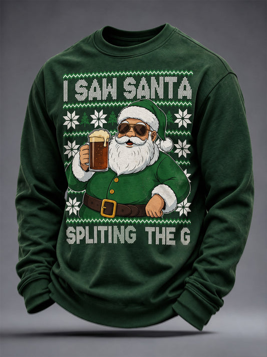 Men's Irish Christmas Print Crew Neck Sweatshirt