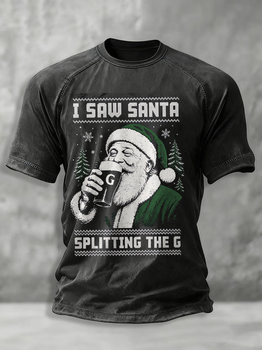 Men's Irish Christmas Print Short Sleeve T-shirt