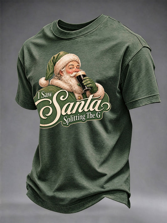 Men's Irish Christmas Print Casual T-shirt