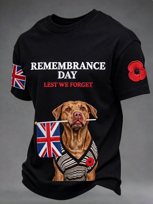 Men's Remembrance Day Lest We Forget Black T-shirt