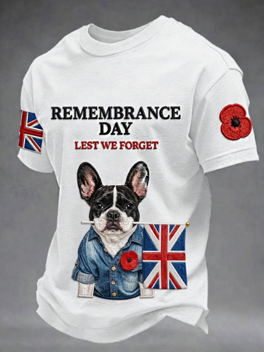 Men's Remembrance Day Lest We Forget Black T-shirt