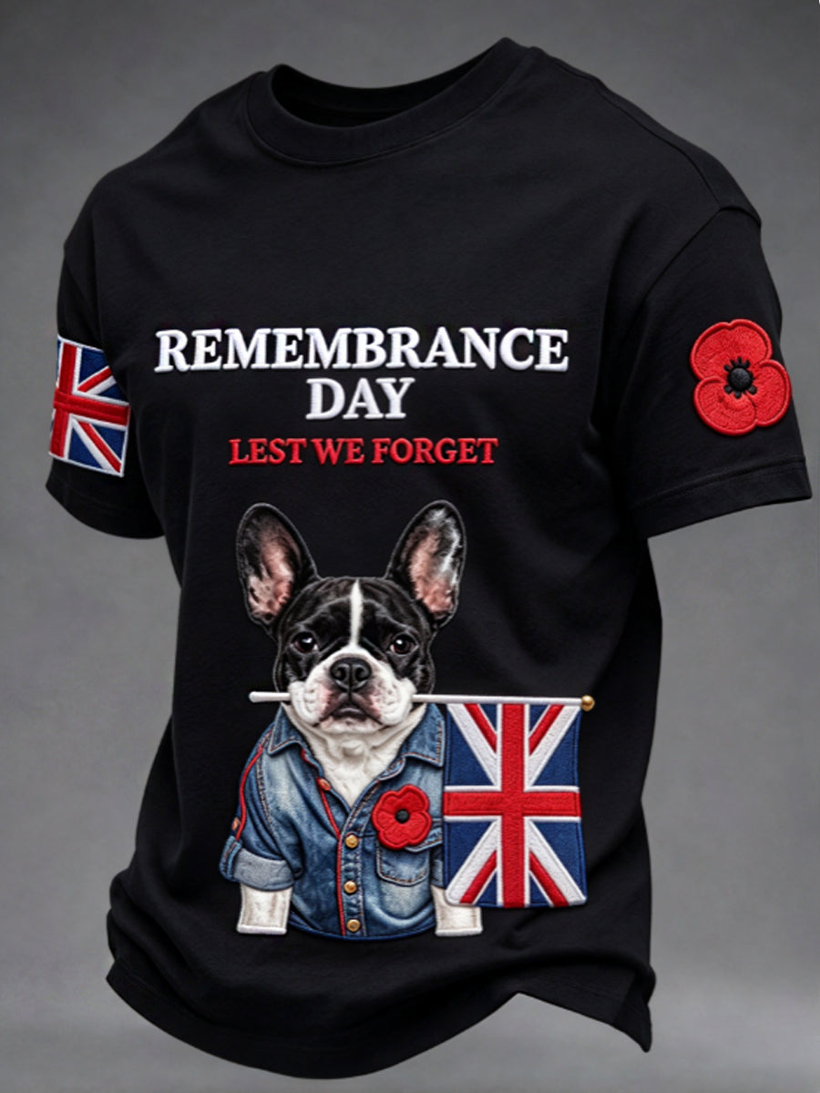 Men's Remembrance Day Lest We Forget Black T-shirt