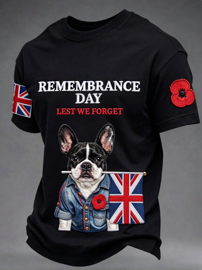Men's Remembrance Day Lest We Forget Black T-shirt