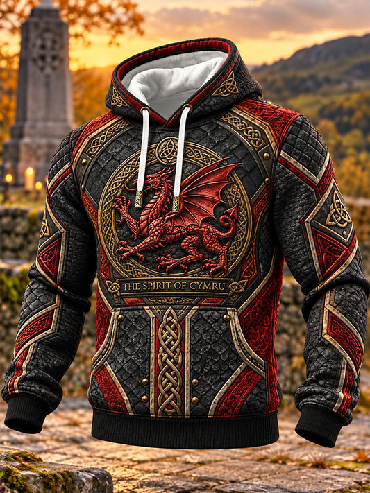 Men's Welsh CYMRU Oversized Drop-Shoulder Hoodie with Pockets