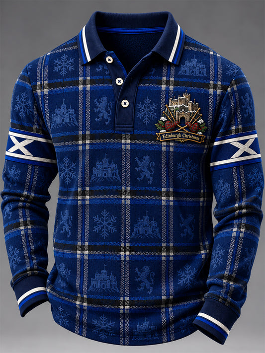 Men's Scottish Christmas Printed Polo Shirt