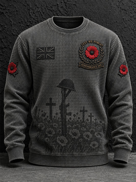 Men's Remembrance Day Lest We Forget Waffle Sweatshirt