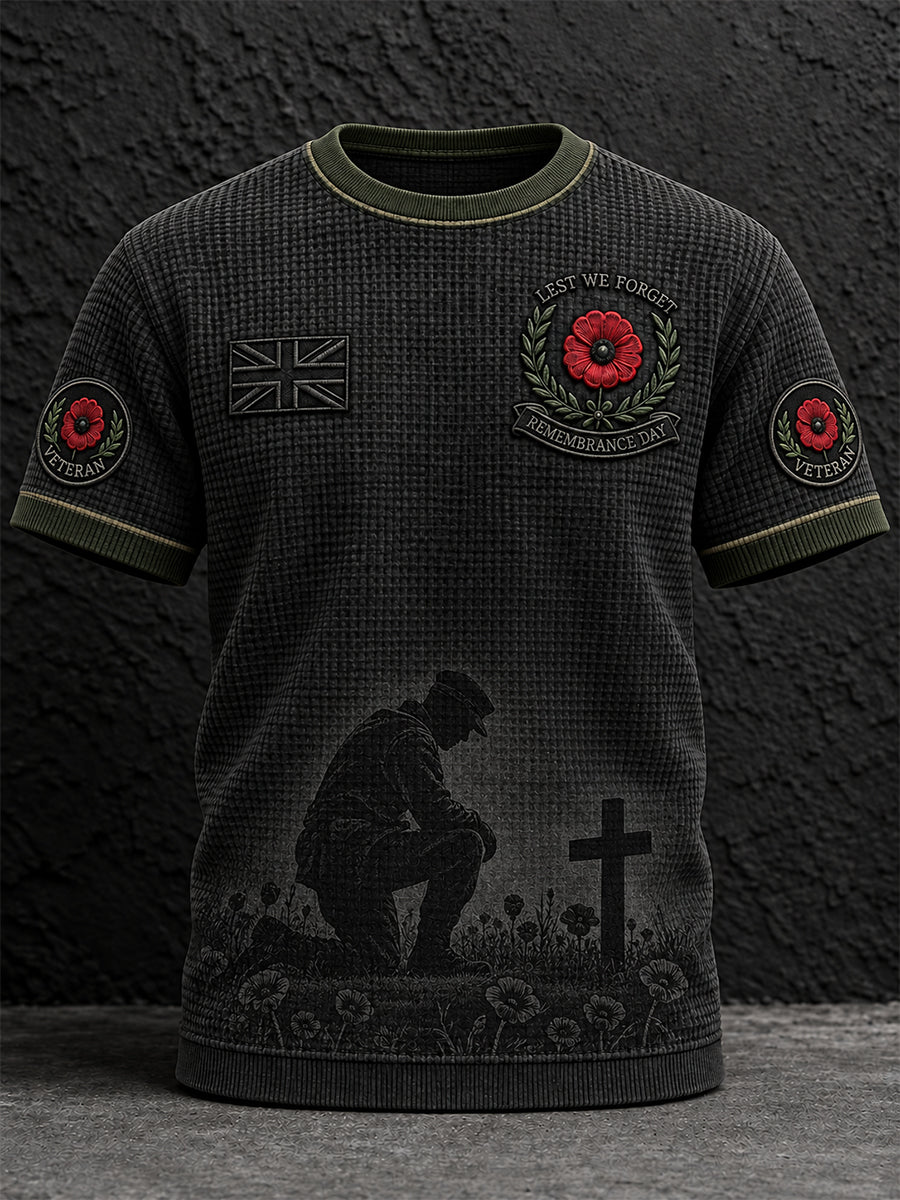 Men's Remembrance Day Lest We Forget Waffle Short Sleeve T-shirt