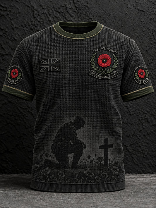 Men's Remembrance Day Lest We Forget Waffle Short Sleeve T-shirt