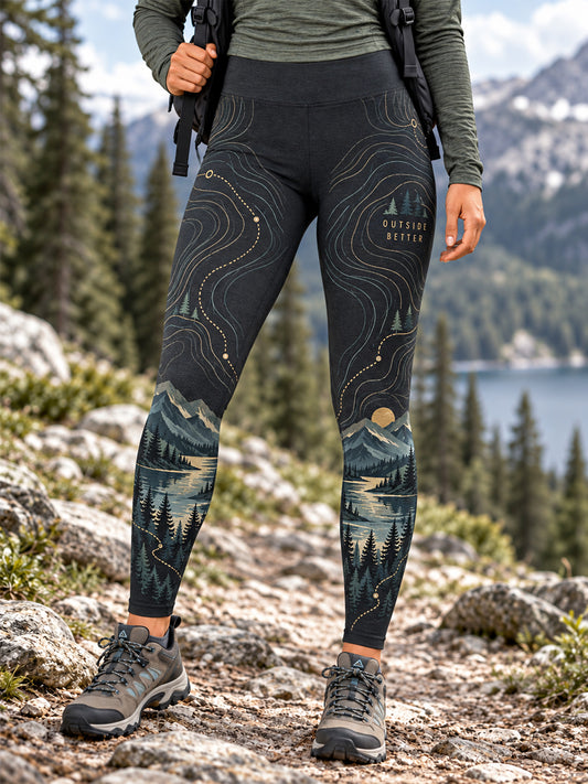 Women's Wilderness Trail Print Hike Lovers Leggings